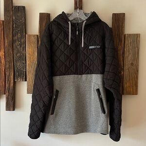 FXR Men's Black and Gray Quilted Sweater